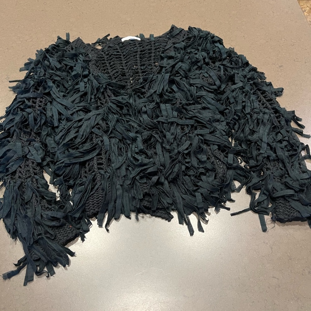 Fringe-like Black Sweater/Cardigan Sz: S